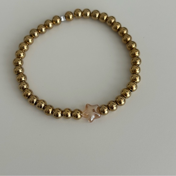 Stainless Steel Gold Bead Stretch Bracelet - Picture 11 of 11